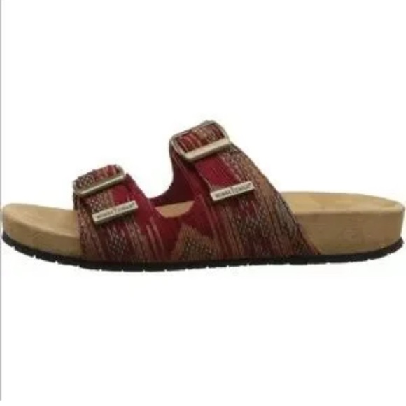 Minnetonka Red and Brown Woven pattern with double Buckle Sandals - 8 - Picture 2 of 9